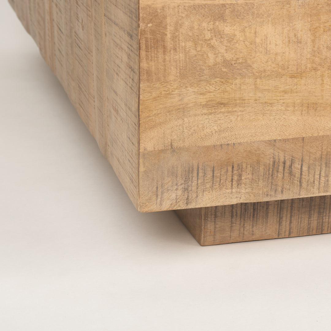 Hayden Light Brown Wood Square Coffee Table Living Room Mercana