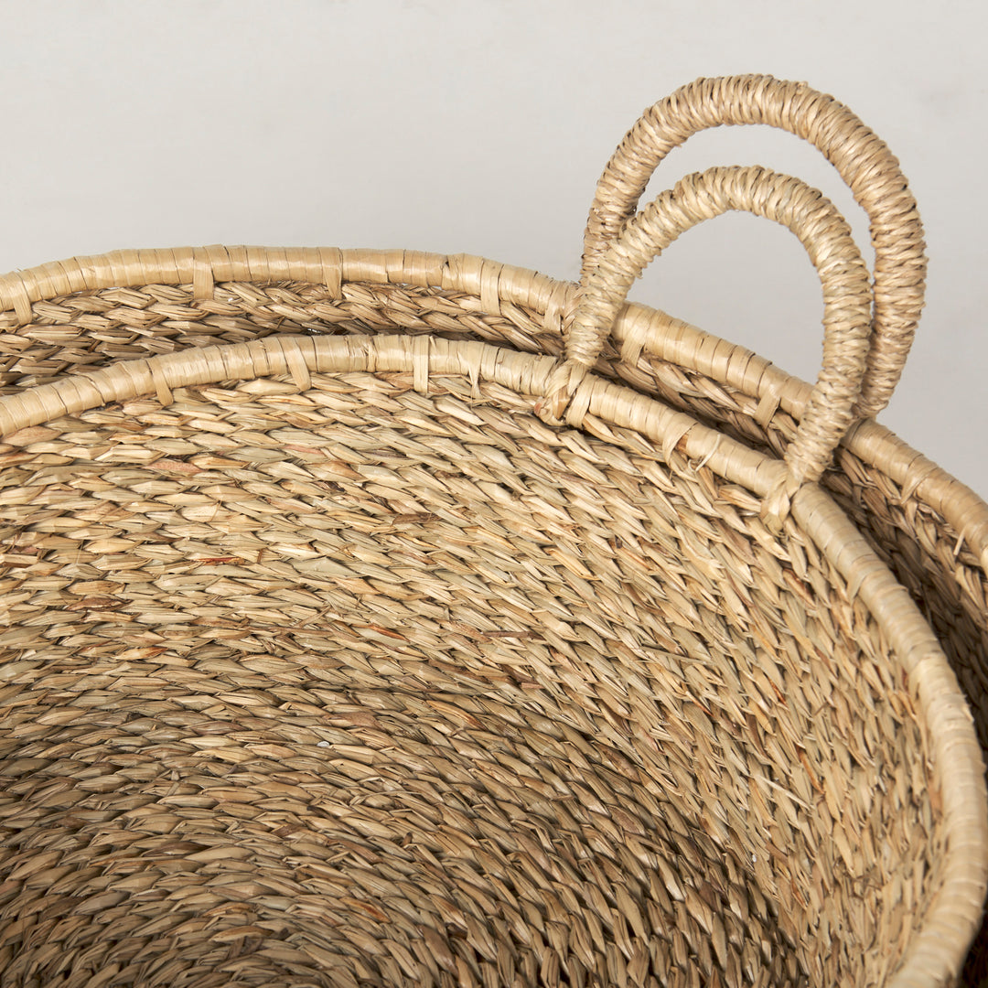 Ayanna Set of 2 Deep Nesting Seagrass Baskets w/ Handles Decor Mercana