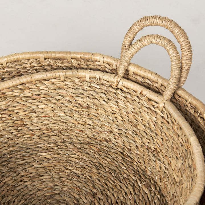 Ayanna Set of 2 Deep Nesting Seagrass Baskets w/ Handles Decor Mercana