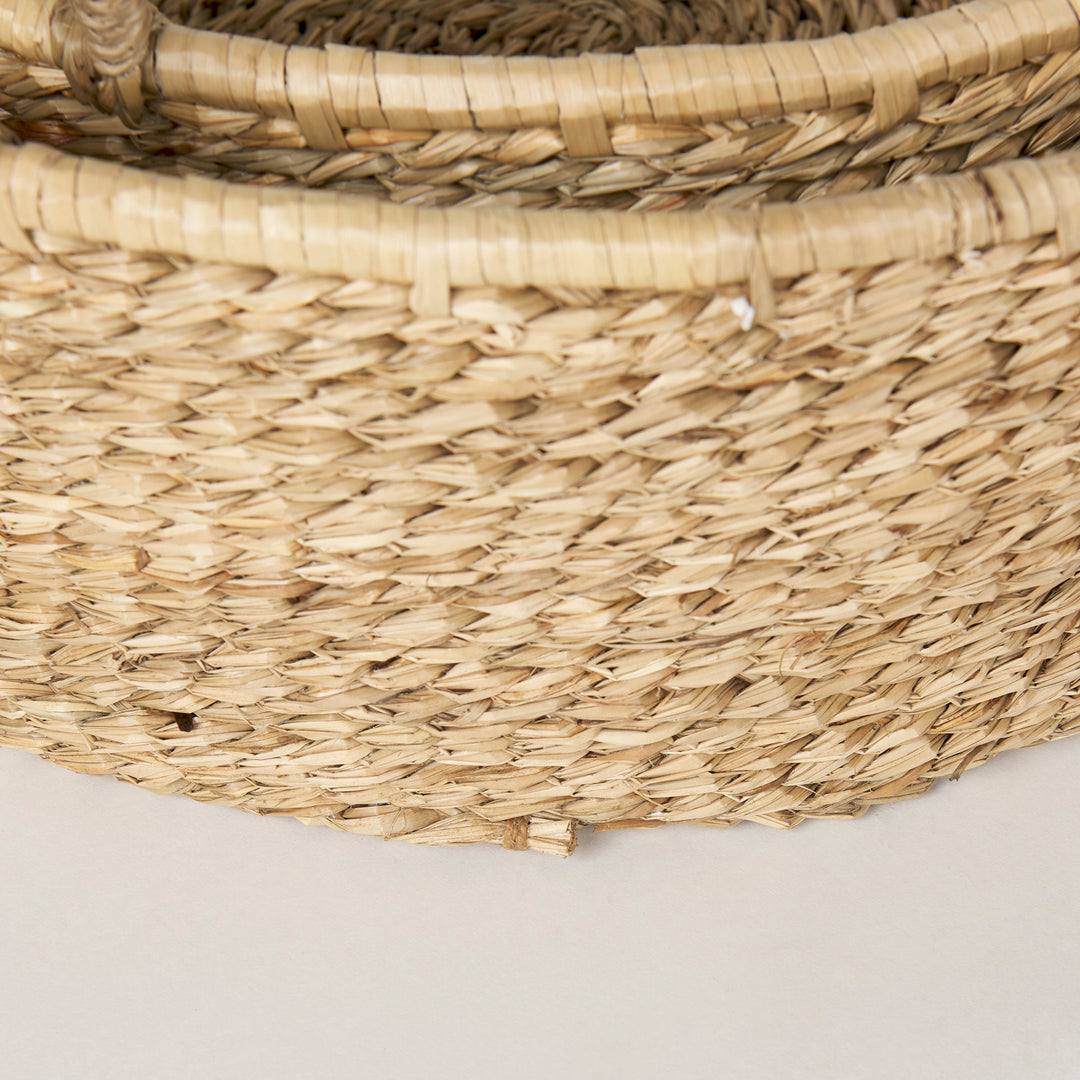 Ayanna Set of 2 Deep Nesting Seagrass Baskets w/ Handles Decor Mercana