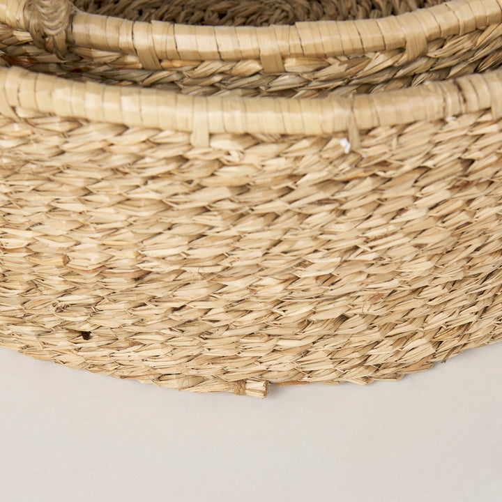 Ayanna Set of 2 Deep Nesting Seagrass Baskets w/ Handles Decor Mercana