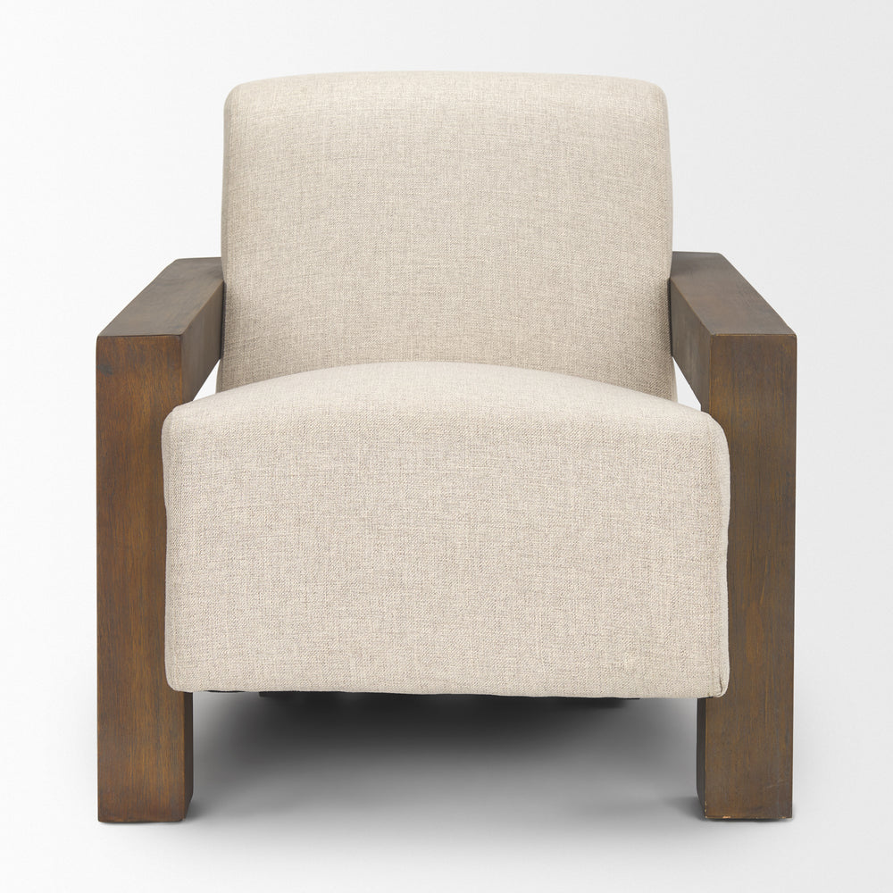 Sovereign Oatmeal Fabric Upholstered w/ Solid Wood Frame Accent Chair Living Room Mercana