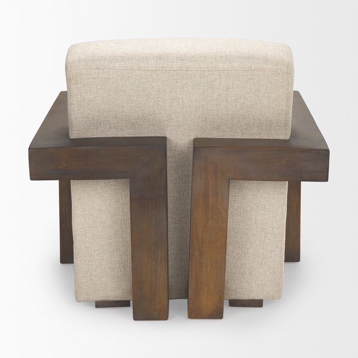 Sovereign Oatmeal Fabric Upholstered w/ Solid Wood Frame Accent Chair Living Room Mercana