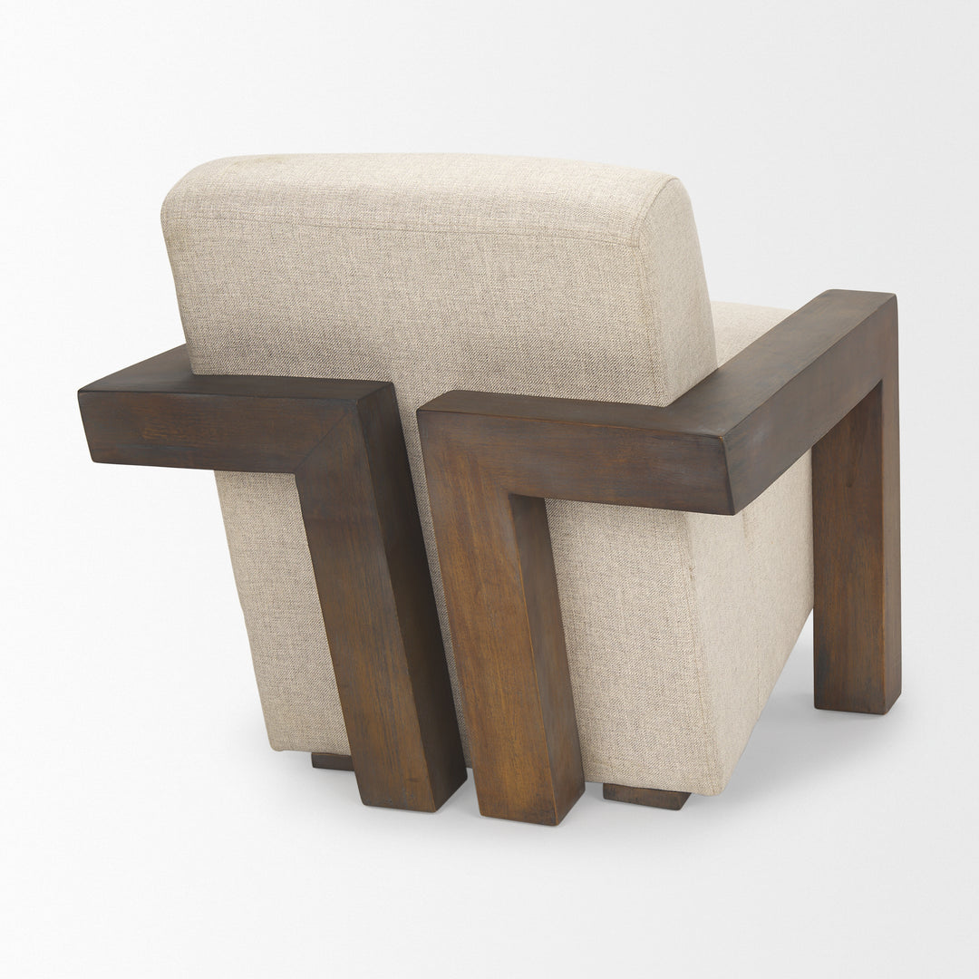 Sovereign Oatmeal Fabric Upholstered w/ Solid Wood Frame Accent Chair Living Room Mercana