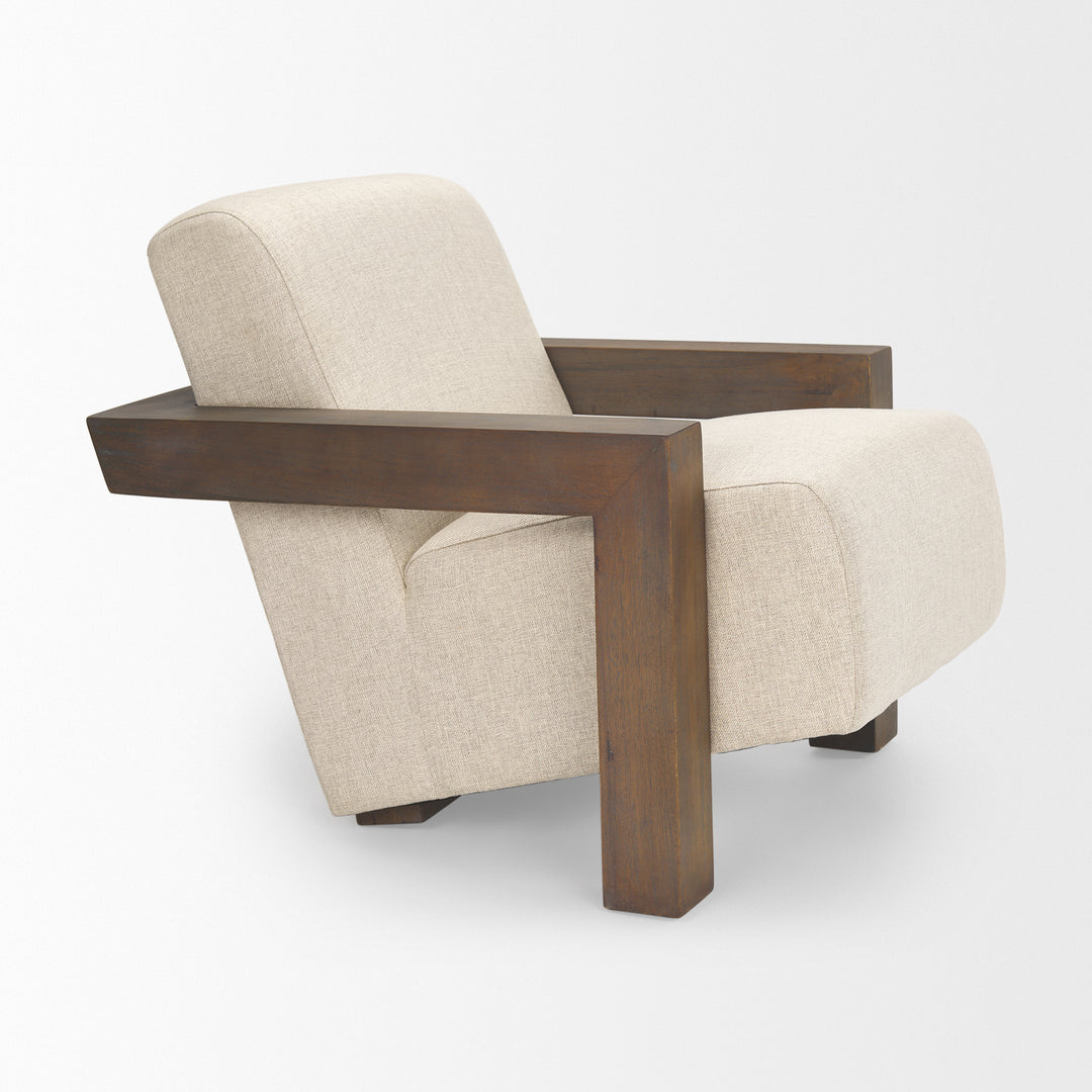 Sovereign Oatmeal Fabric Upholstered w/ Solid Wood Frame Accent Chair Living Room Mercana