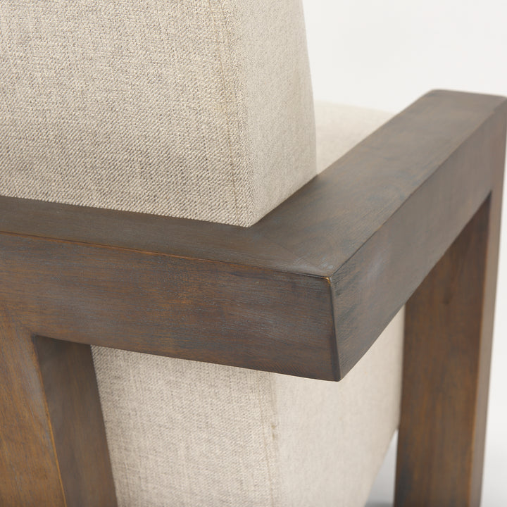 Sovereign Oatmeal Fabric Upholstered w/ Solid Wood Frame Accent Chair Living Room Mercana
