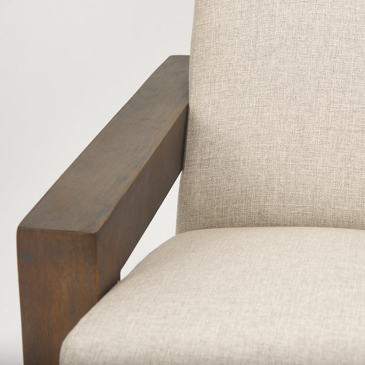 Sovereign Oatmeal Fabric Upholstered w/ Solid Wood Frame Accent Chair Living Room Mercana