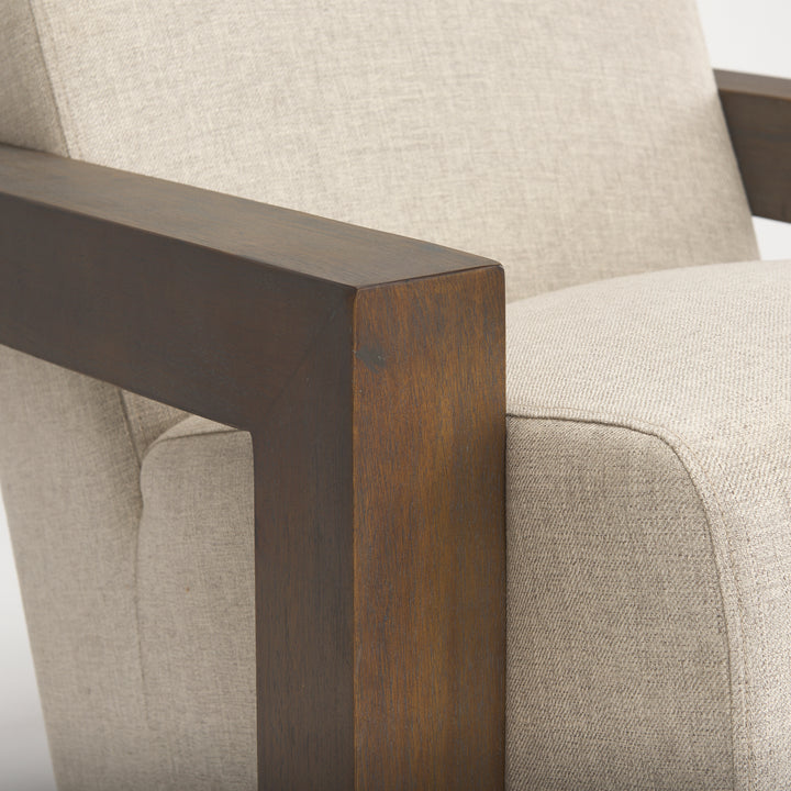 Sovereign Oatmeal Fabric Upholstered w/ Solid Wood Frame Accent Chair Living Room Mercana