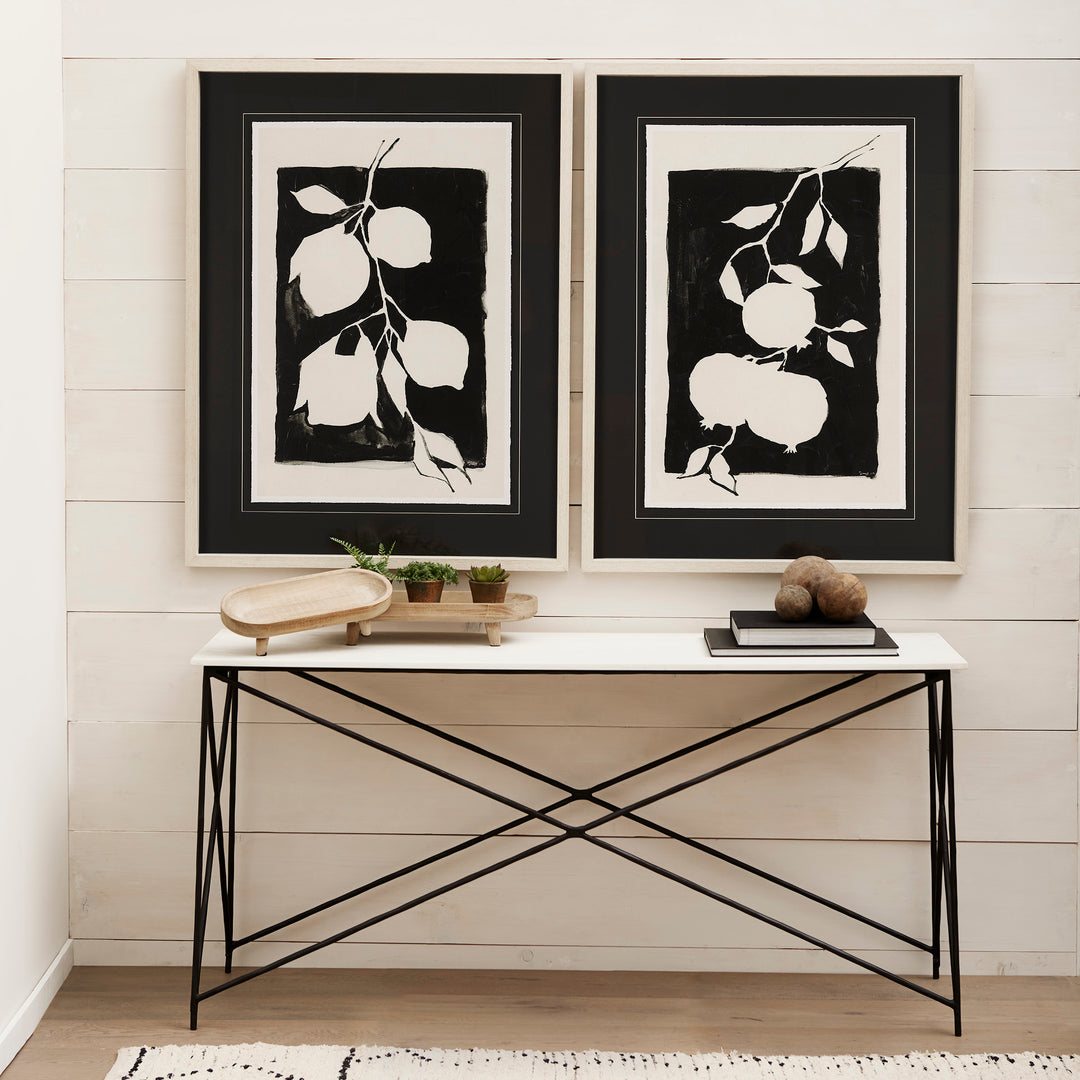 Lorlei Marble Top w/ Gray Iron Base Console Table Dining Room Mercana