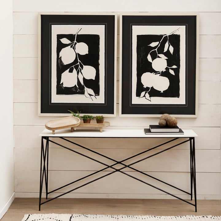 Lorlei Marble Top w/ Gray Iron Base Console Table Dining Room Mercana