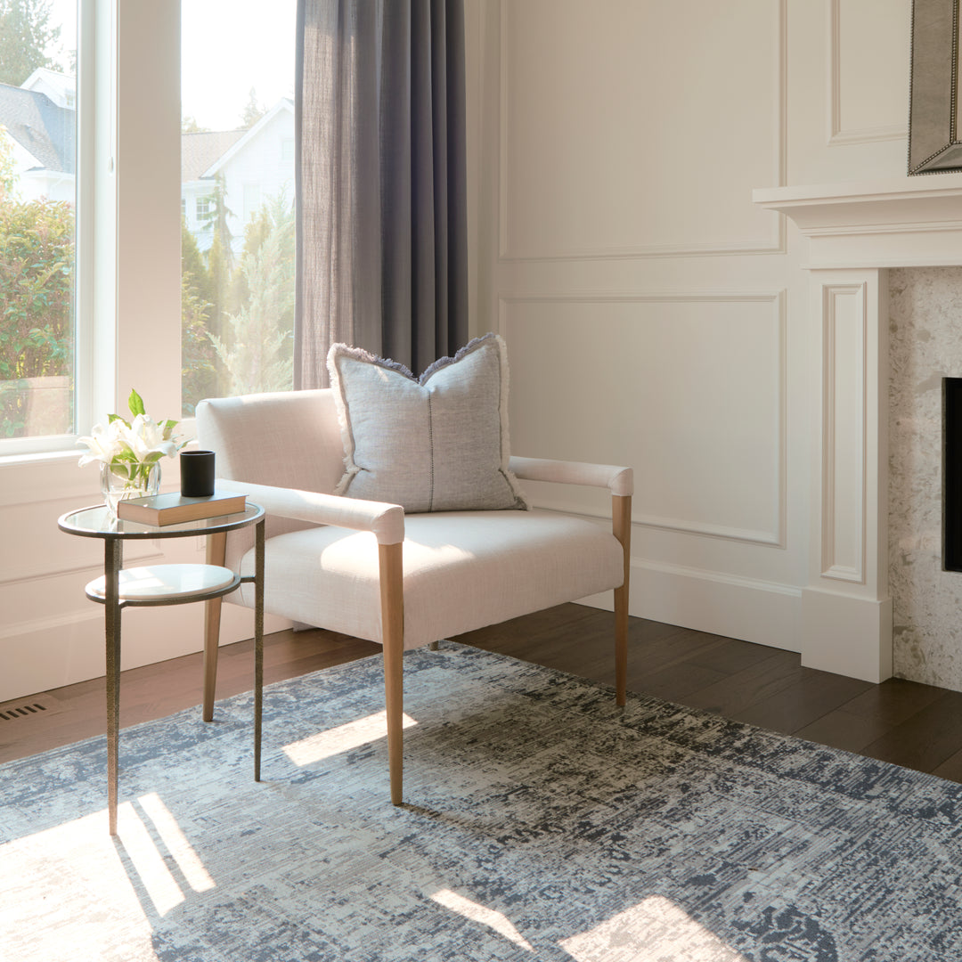 Felicity Glass Top W/ White Marble Shelf and Antique Gold Base End/Side Table Living Room Mercana