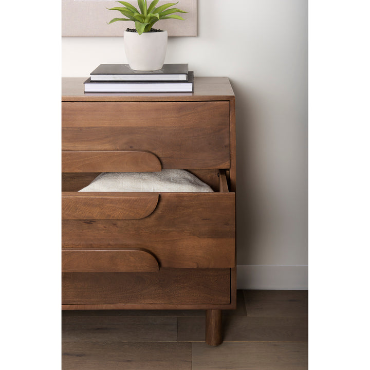 Astrid Medium Brown Solid Wood 3 Drawer Cabinet Decor Mercana
