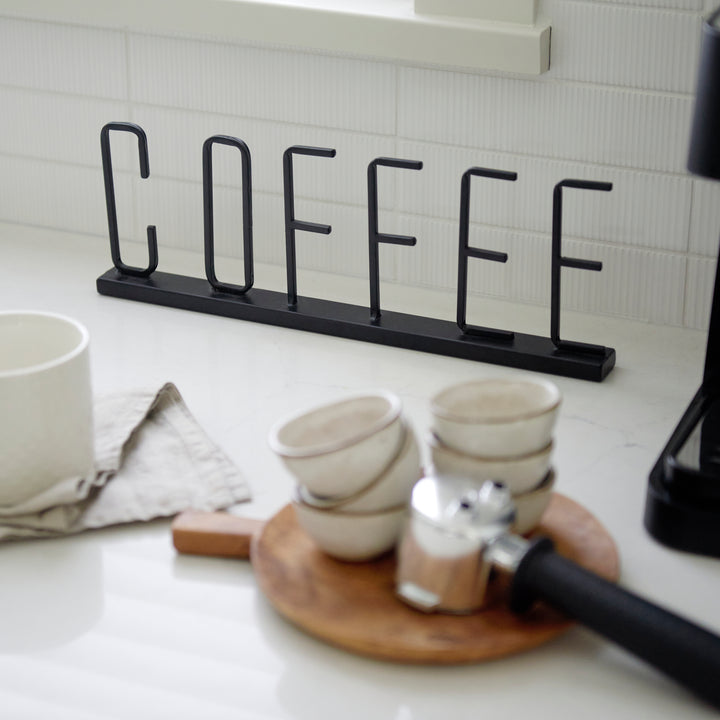 Coffee 15L x 1W Black Metal Sign Decor Mercana