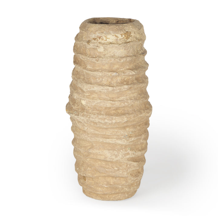 Kamli Small Beige Paper Mache Vase Decor Mercana