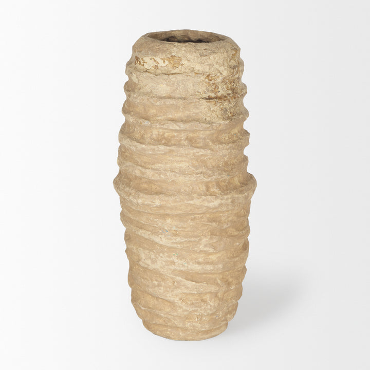 Kamli Small Beige Paper Mache Vase Decor Mercana