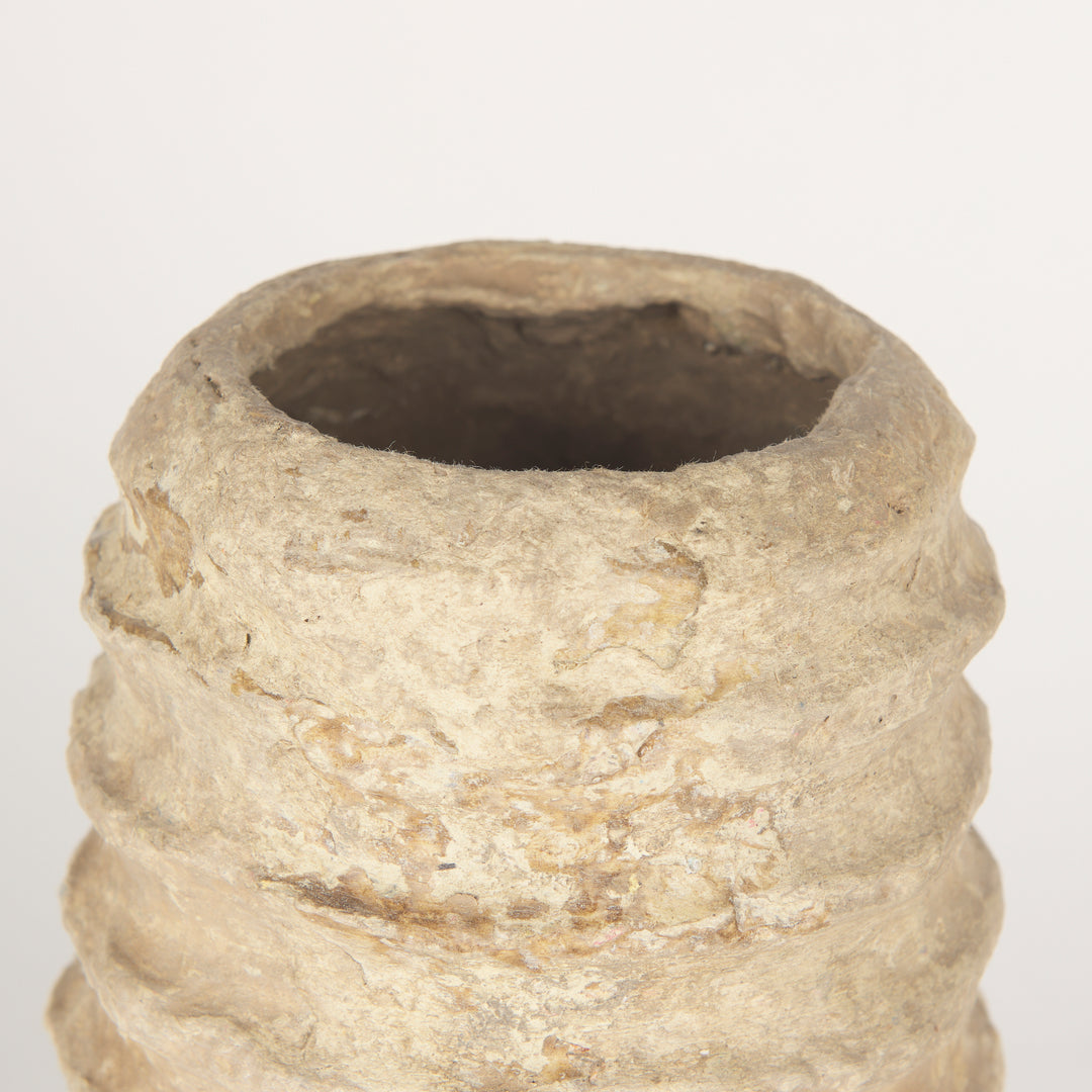 Kamli Small Beige Paper Mache Vase Decor Mercana