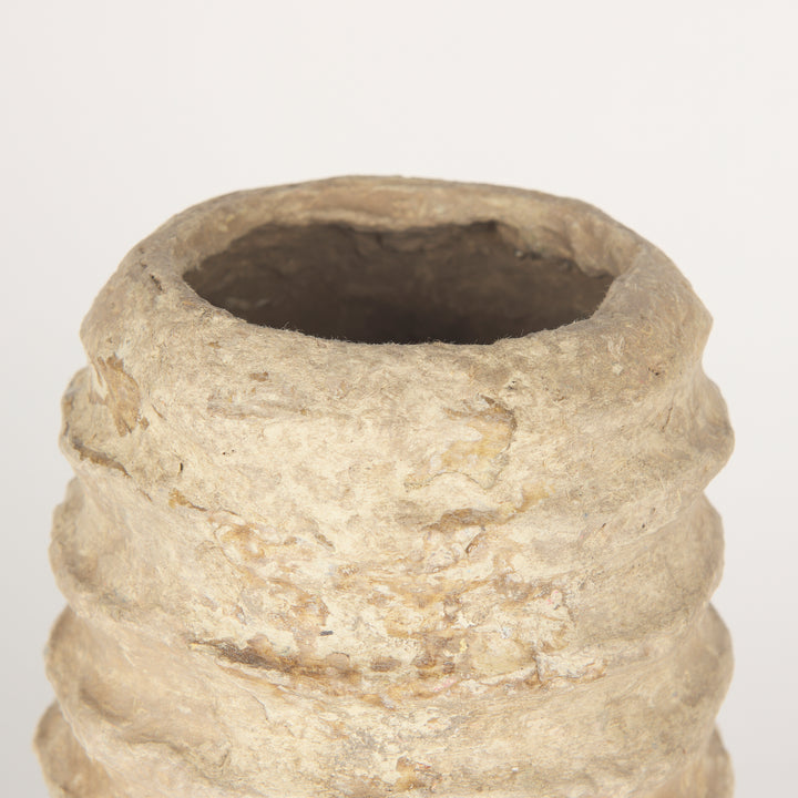 Kamli Small Beige Paper Mache Vase Decor Mercana
