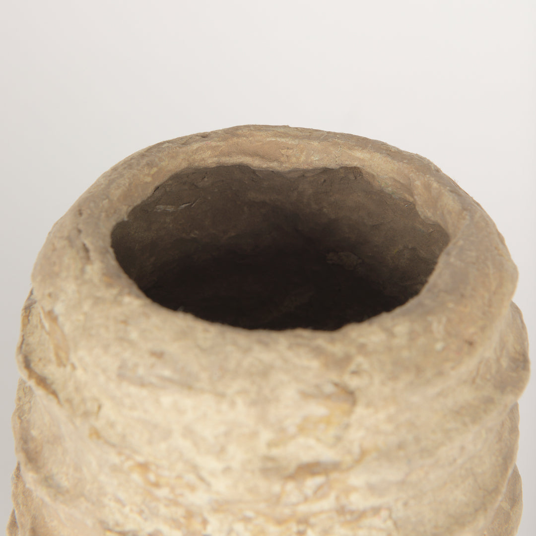 Kamli Small Beige Paper Mache Vase Decor Mercana