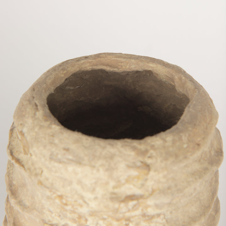Kamli Small Beige Paper Mache Vase Decor Mercana