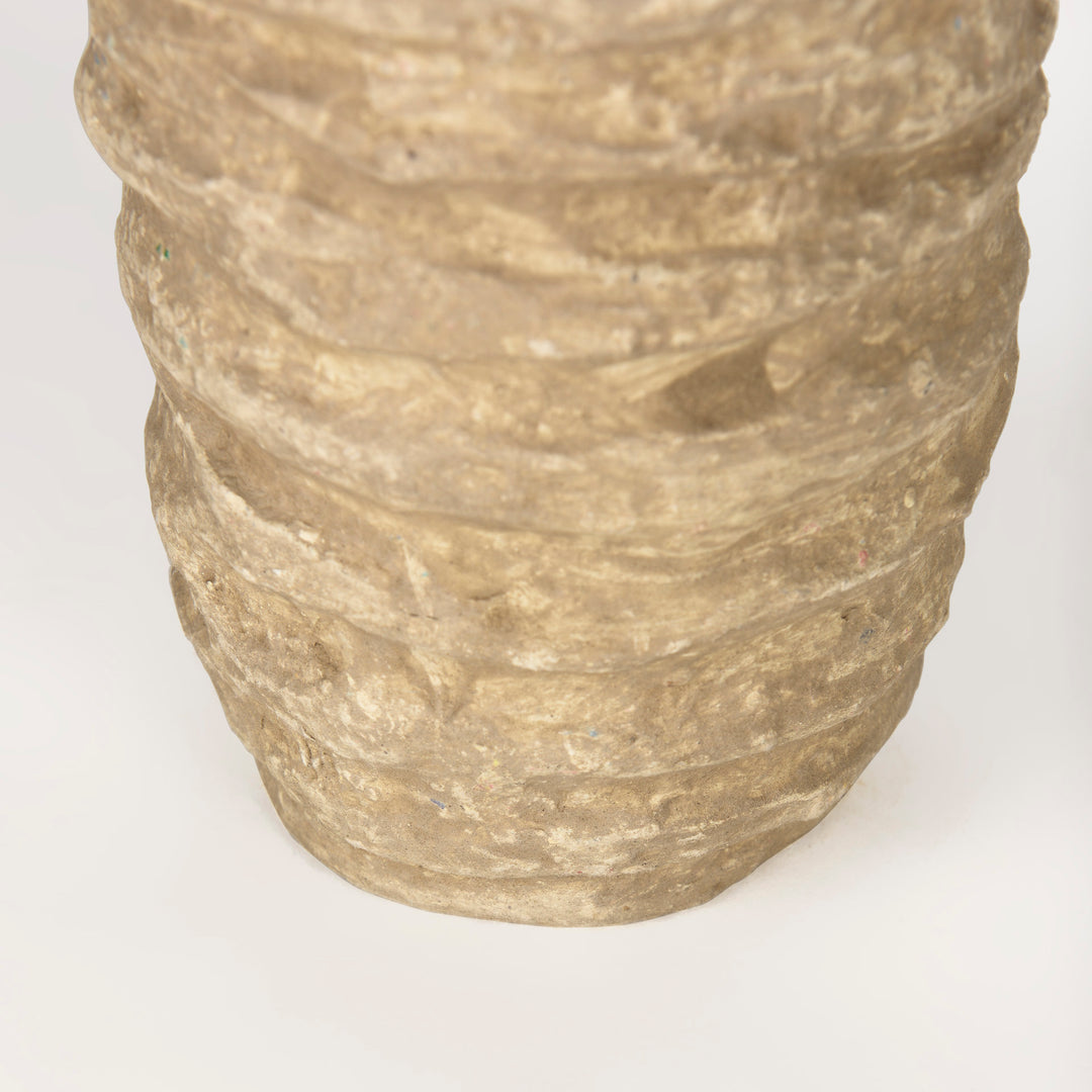 Kamli Small Beige Paper Mache Vase Decor Mercana