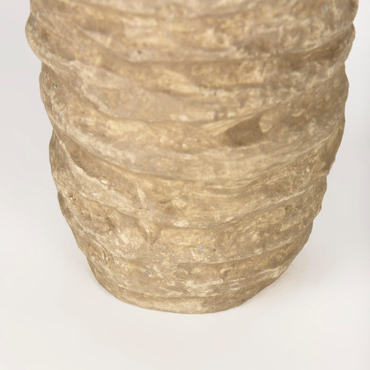 Kamli Small Beige Paper Mache Vase Decor Mercana