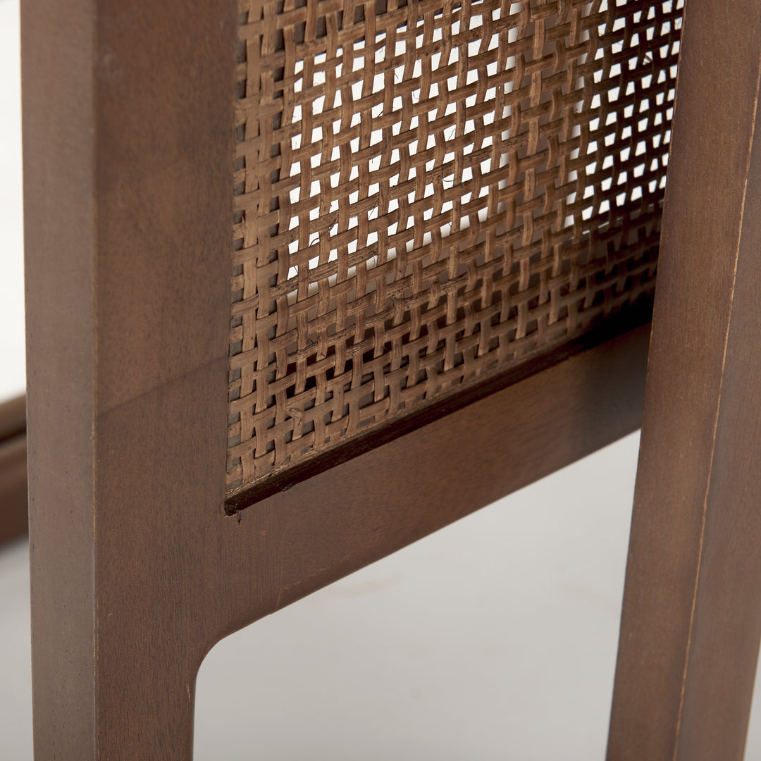 Grier Set of 2 Medium Brown Solid Wood w/ Cane Nesting Accent Tables Dining Room Mercana