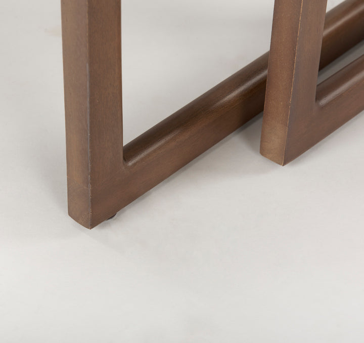 Grier Set of 2 Medium Brown Solid Wood w/ Cane Nesting Accent Tables Dining Room Mercana