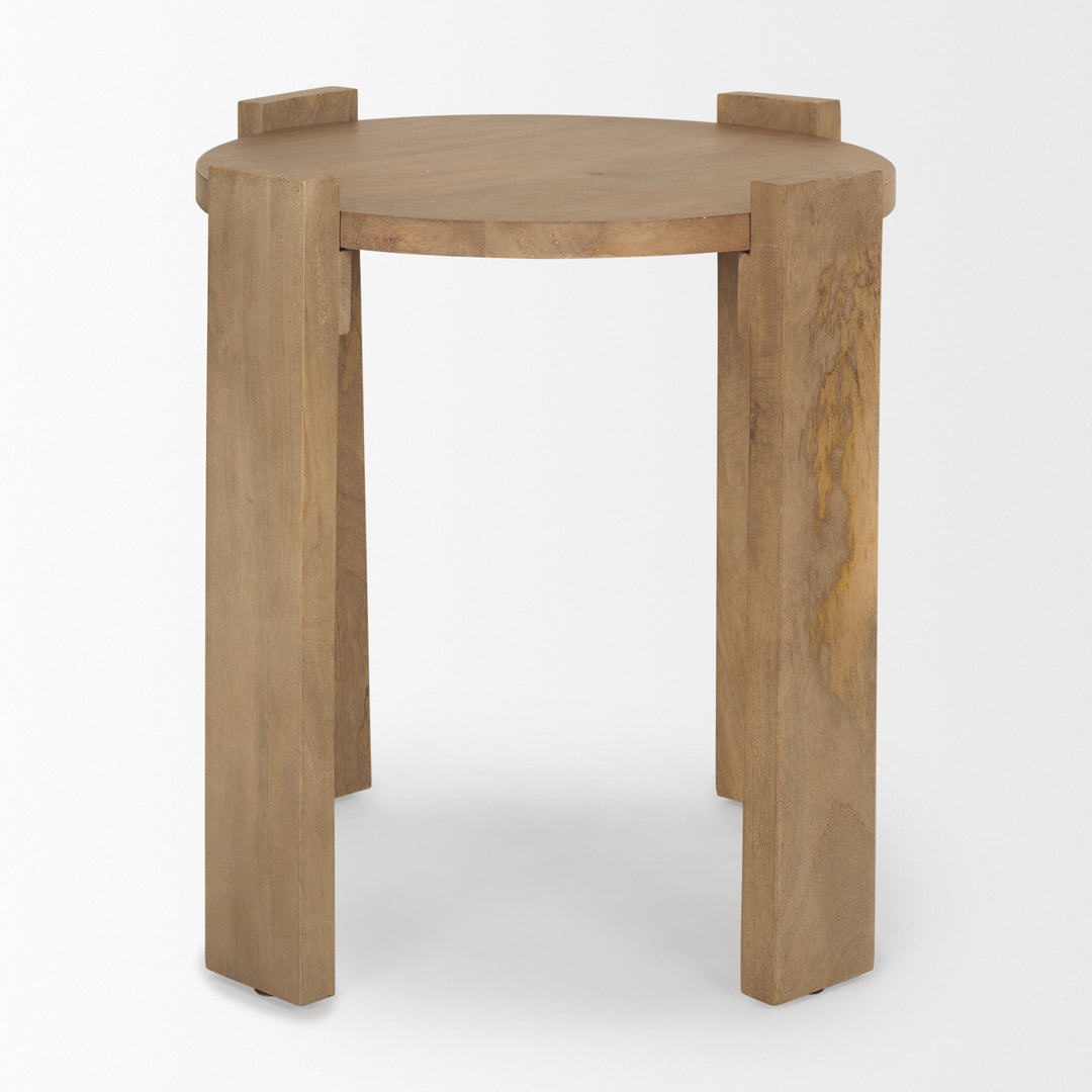 Evelyn Light Brown Round End/Side Table Living Room Mercana