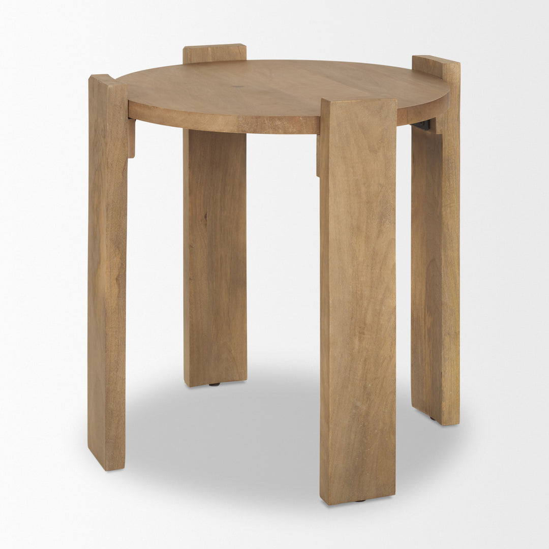 Evelyn Light Brown Round End/Side Table Living Room Mercana