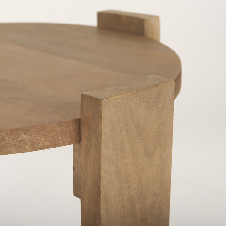 Evelyn Light Brown Round End/Side Table Living Room Mercana