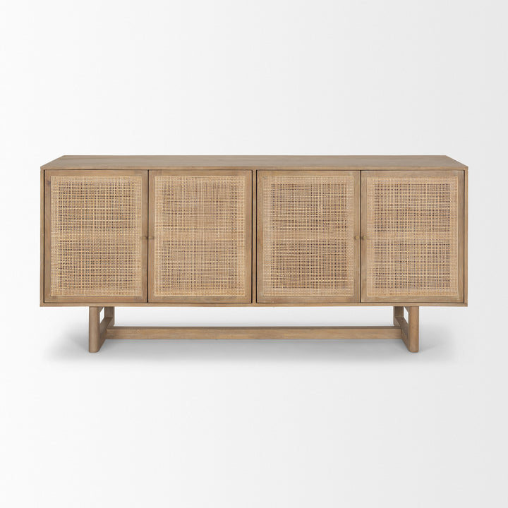Grier 72" Light Brown Solid Wood W/ Cane Sideboard Dining Room Mercana