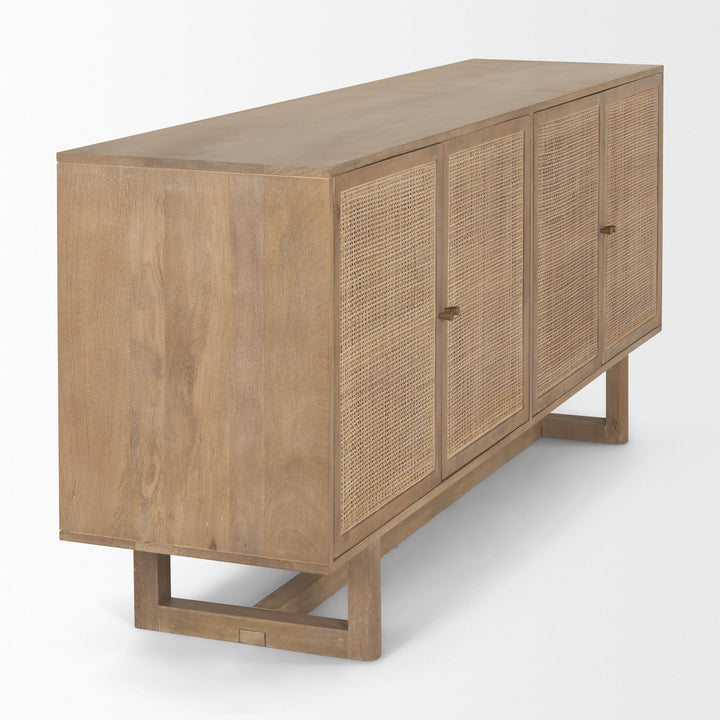 Grier 72" Light Brown Solid Wood W/ Cane Sideboard Dining Room Mercana