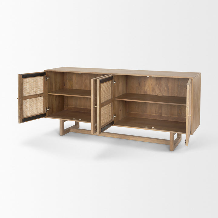 Grier 72" Light Brown Solid Wood W/ Cane Sideboard Dining Room Mercana