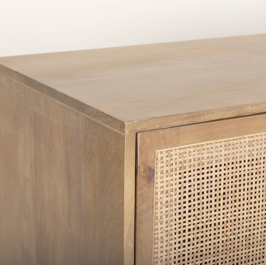 Grier 72" Light Brown Solid Wood W/ Cane Sideboard Dining Room Mercana