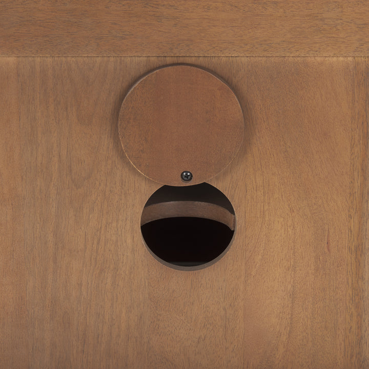 Grier 65" Medium Brown Wood W/ Cane Media Console Living Room Mercana