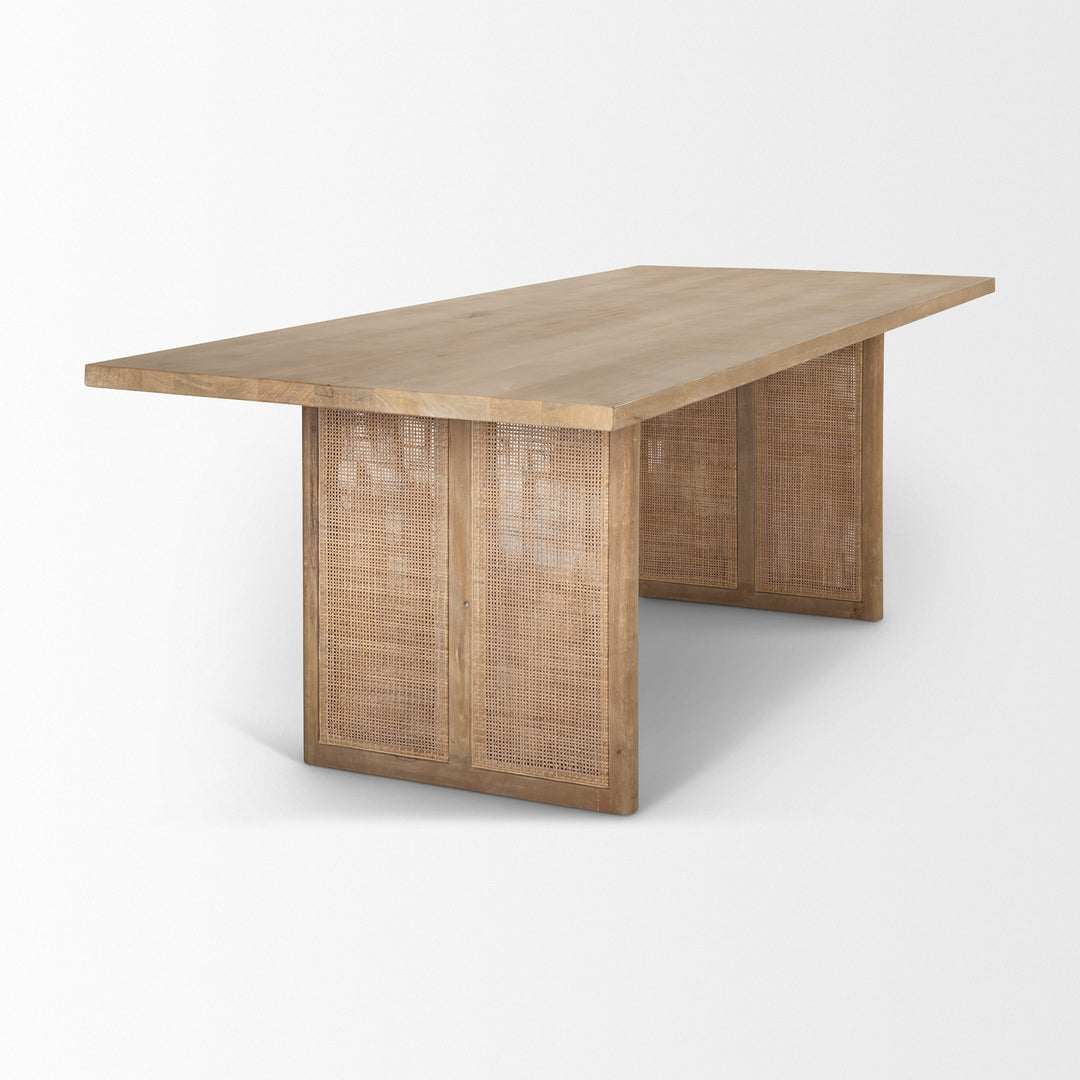 Grier 84" Light Brown Wood w/ Cane Dining Table Dining Room Mercana