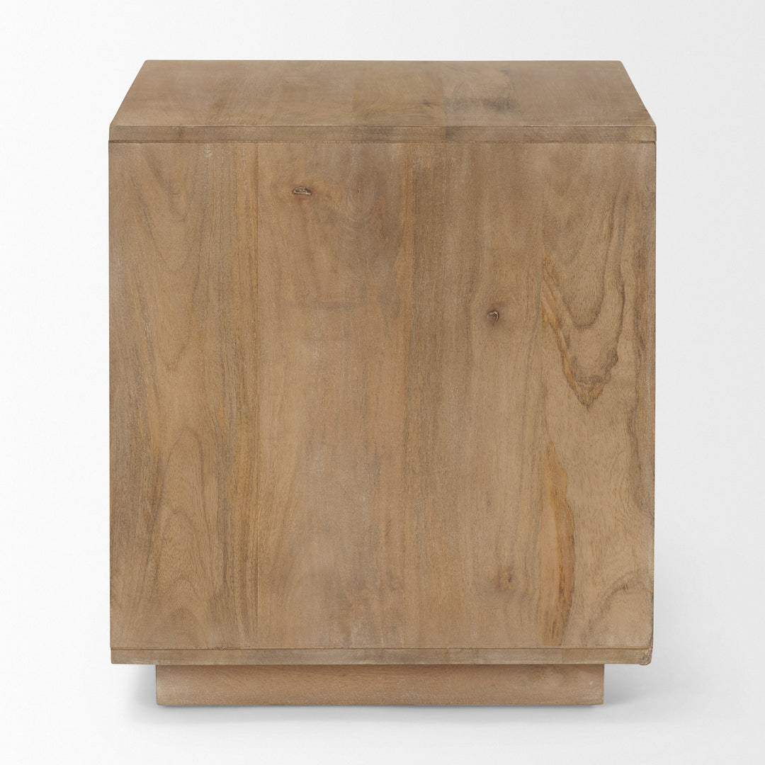 Grier Light Brown Wood w/ Cane End Table Living Room Mercana