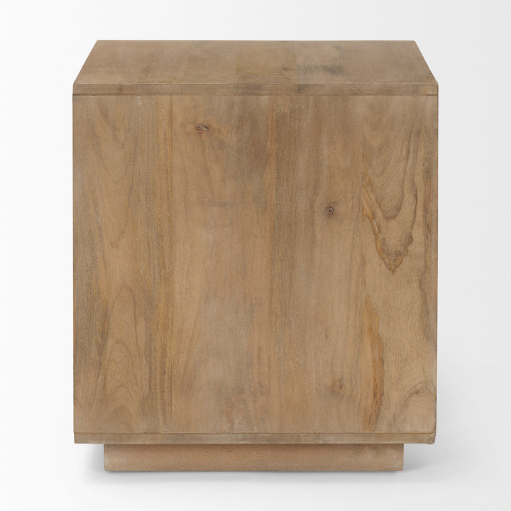 Grier Light Brown Wood w/ Cane End Table Living Room Mercana