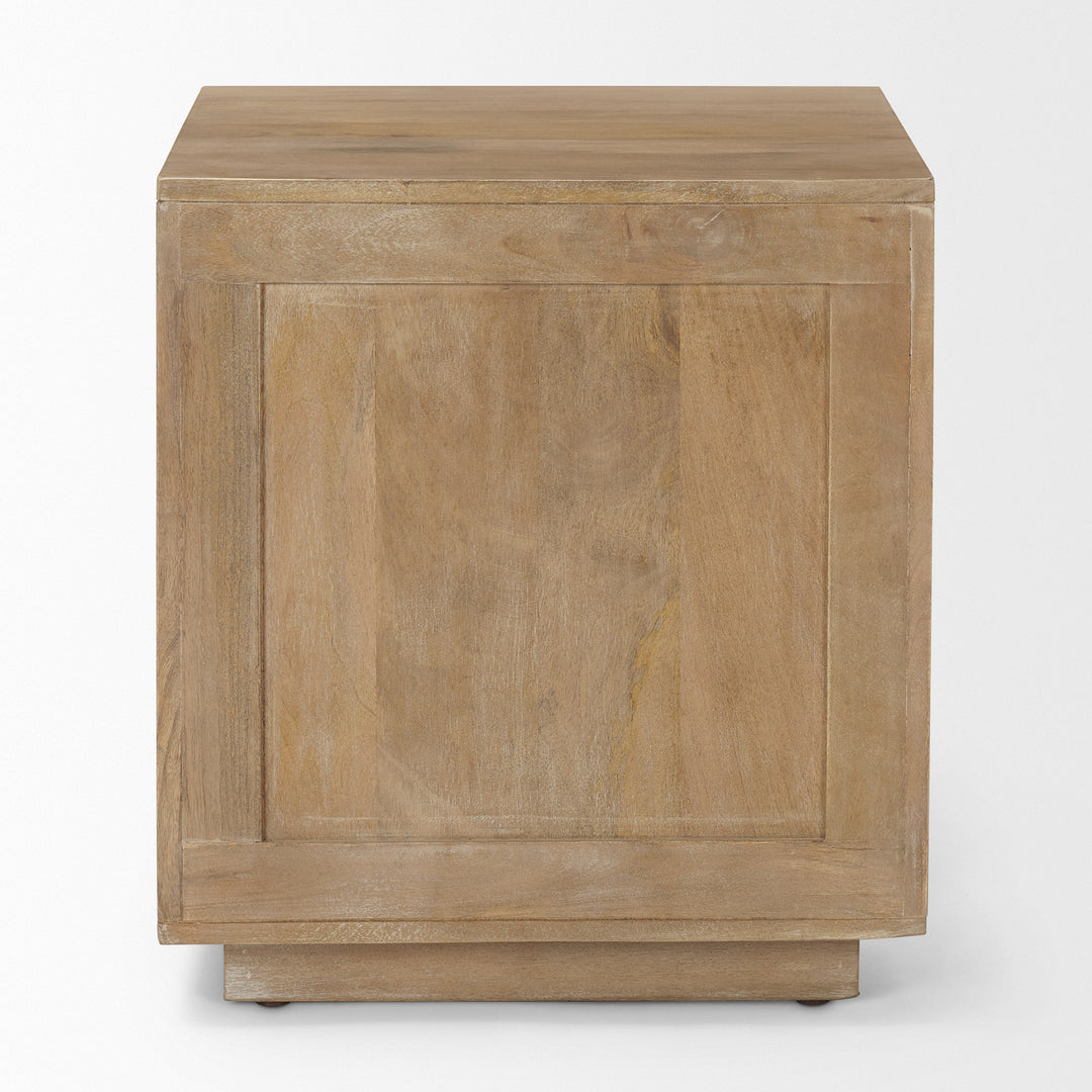 Grier Light Brown Wood w/ Cane End Table Living Room Mercana