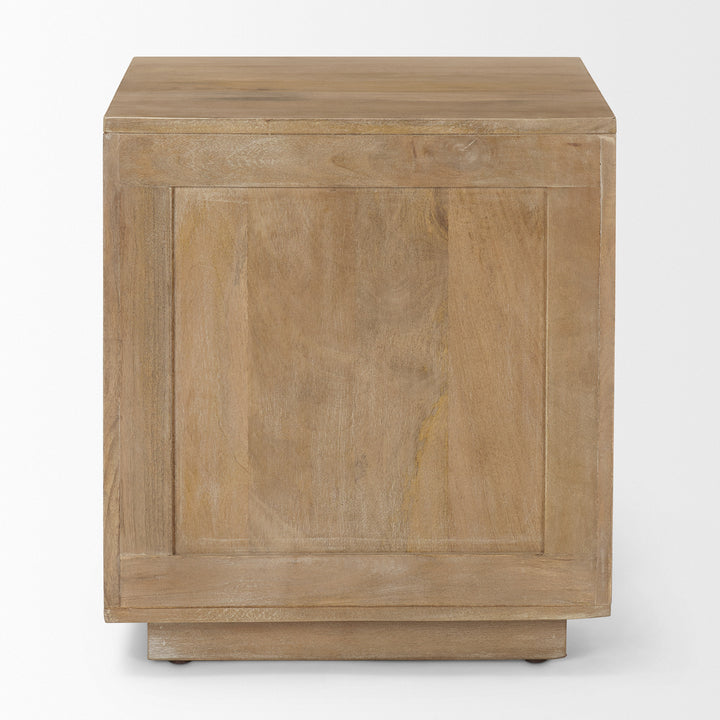 Grier Light Brown Wood w/ Cane End Table Living Room Mercana