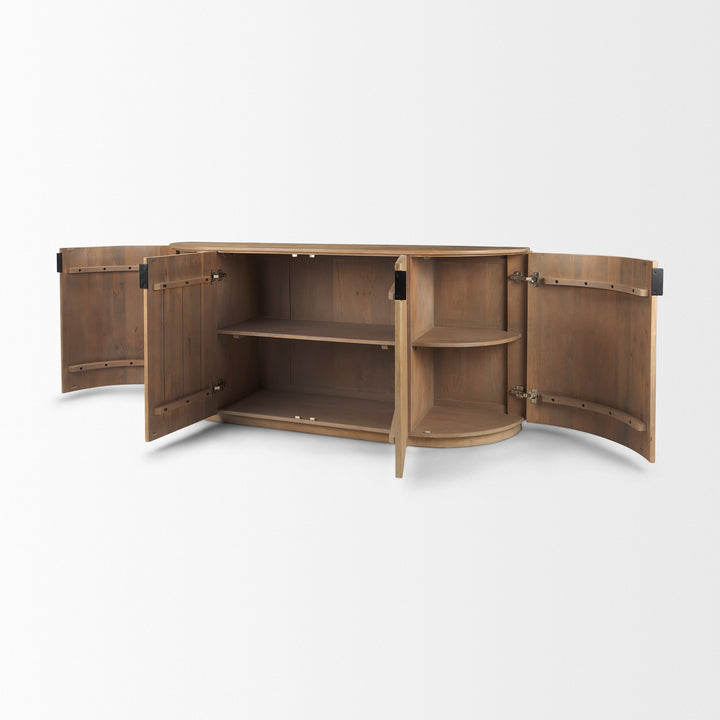 Terra Light Brown Wood Fluted Sideboard Dining Room Mercana