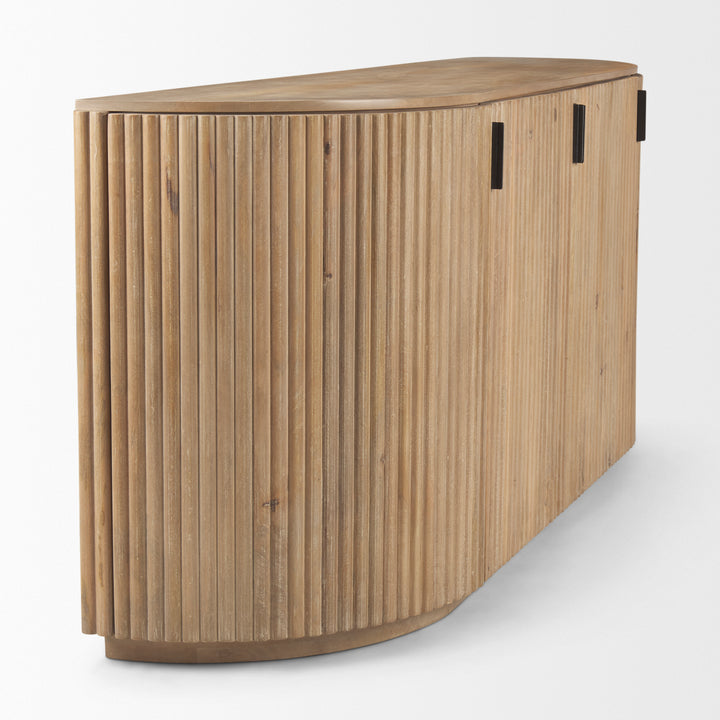 Terra Light Brown Wood Fluted Sideboard Dining Room Mercana