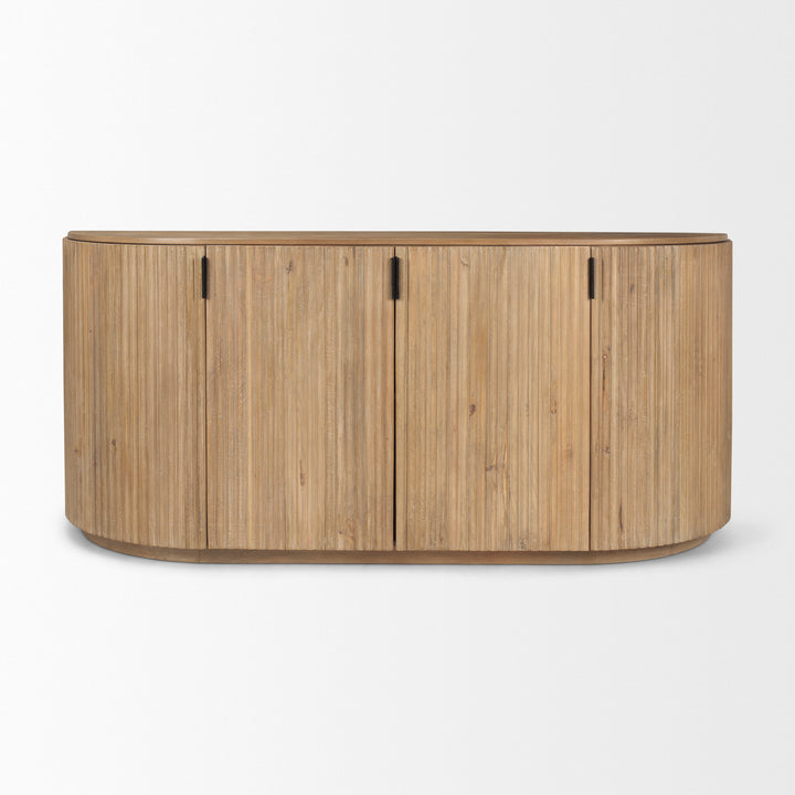 Terra Light Brown Wood Fluted Sideboard Dining Room Mercana