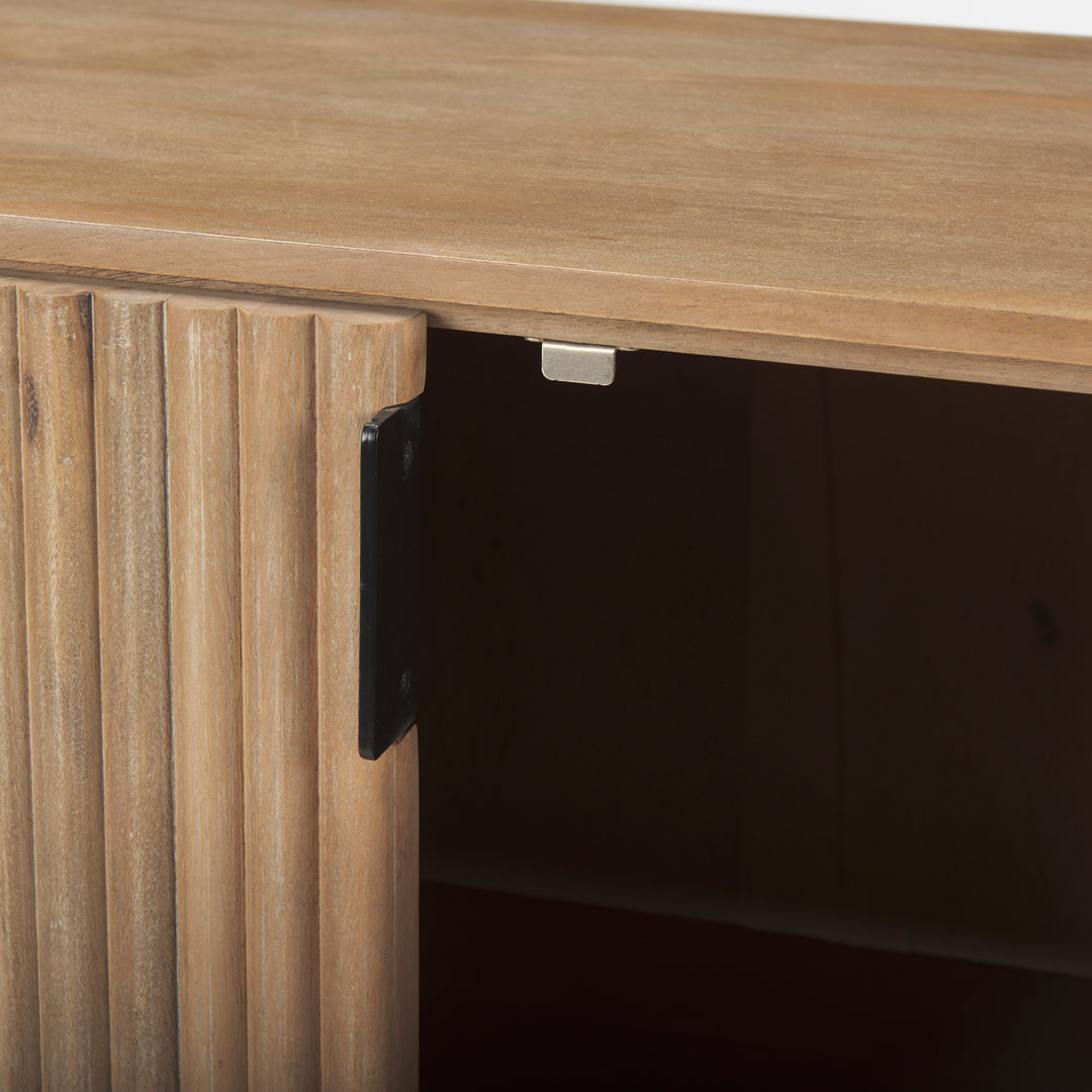 Terra Light Brown Wood Fluted Sideboard Dining Room Mercana