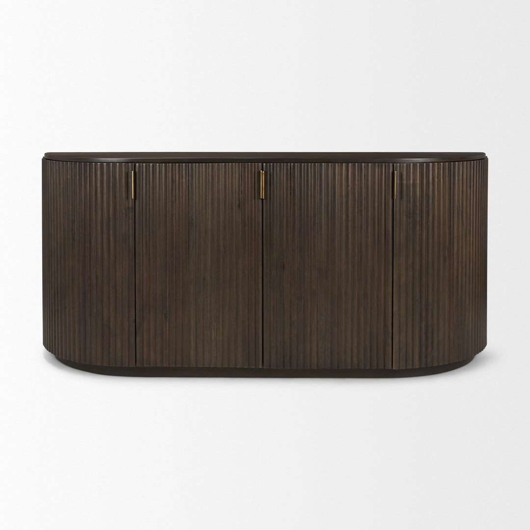 Terra Dark Brown Wood Fluted Sideboard Dining Room Mercana