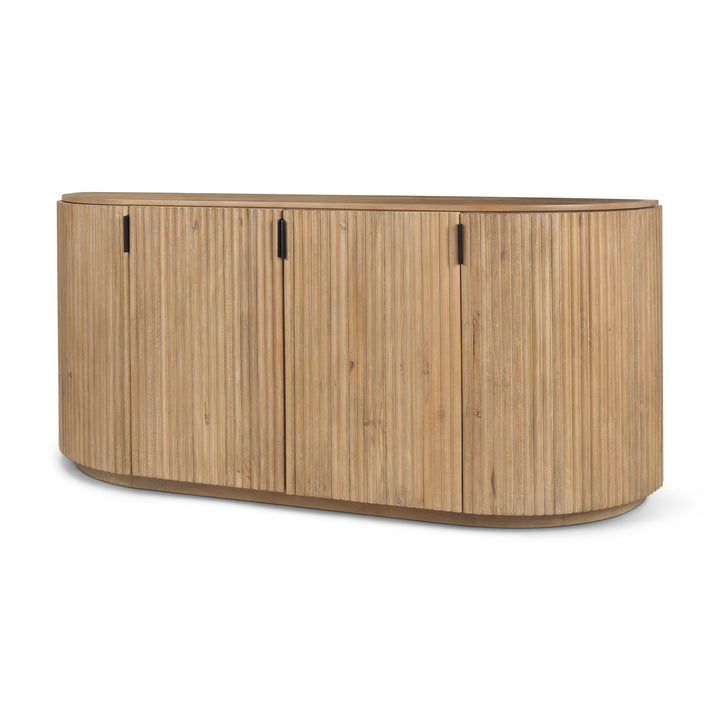 Terra Light Brown Wood Fluted Sideboard Dining Room Mercana