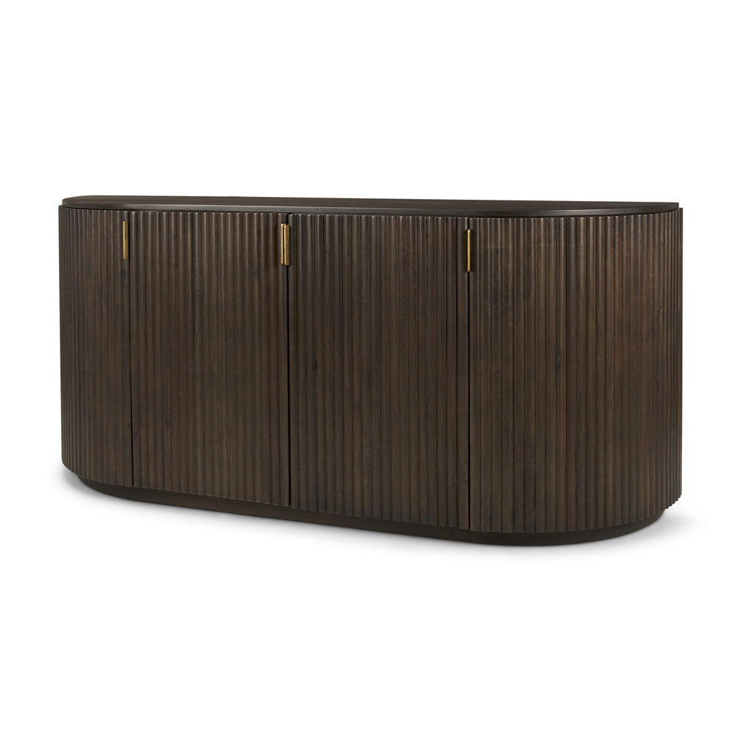 Terra Dark Brown Wood Fluted Sideboard Dining Room Mercana