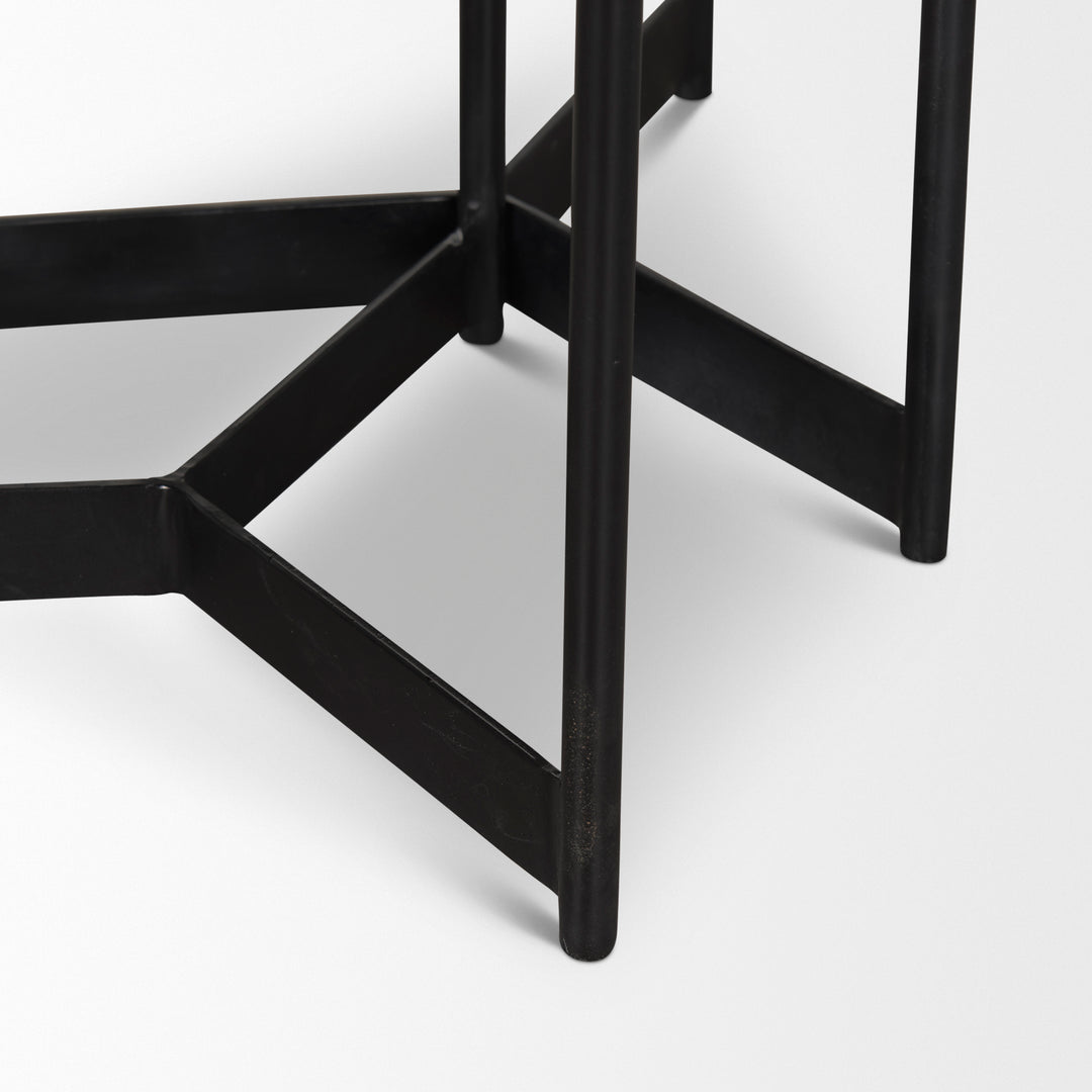 Larkin Marble & Dark Brown Wood Tabletop Nesting End/Side Tables Living Room Mercana