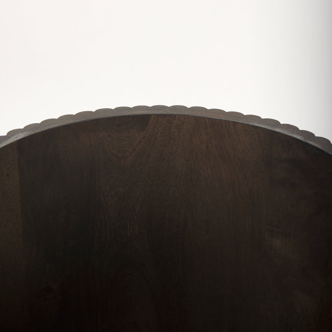 Terra Dark Brown Wood Fluted Round Side Table Living Room Mercana