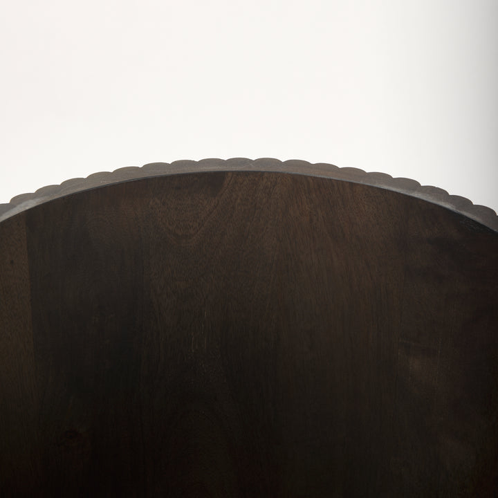Terra Dark Brown Wood Fluted Round Side Table Living Room Mercana